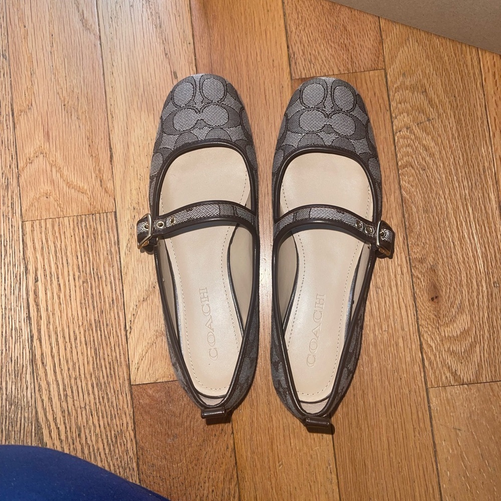 COACH  Rivet Signature Canvas Mary Jane Flats